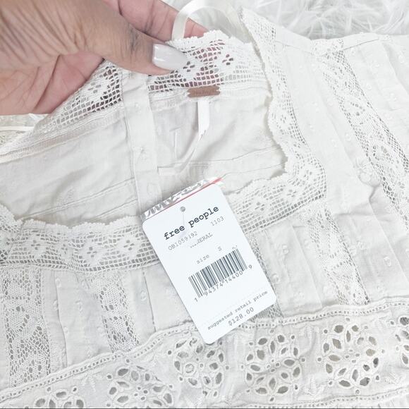 Free People Womens Azalea Lace Tunic in Ivory Balloon Sleeve‎ Size Small NEW - Picture 3 of 5